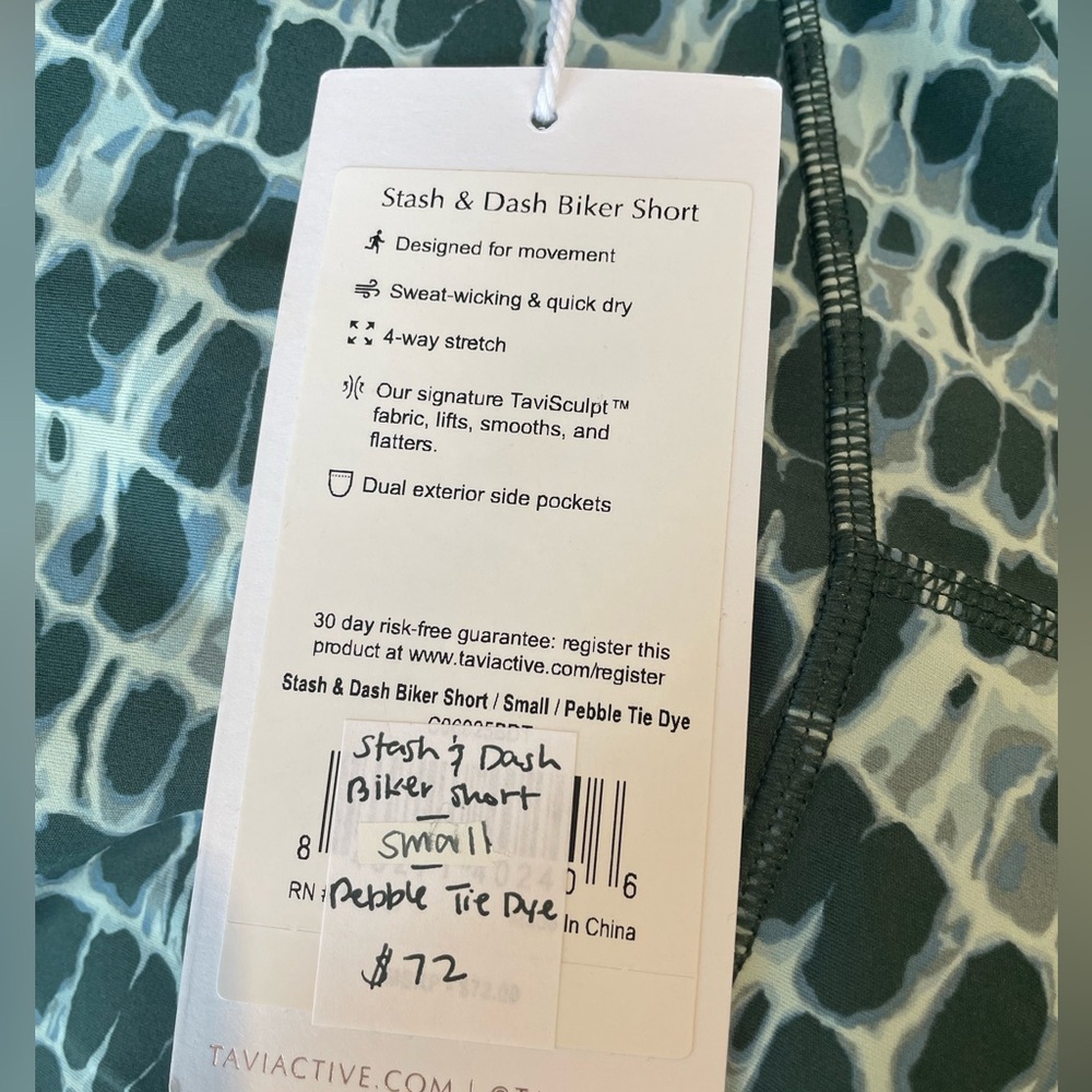 BNWT Tavi Stash & Dash Biker Short color:pebble tie dye size:XS & S - Picture 5 of 5